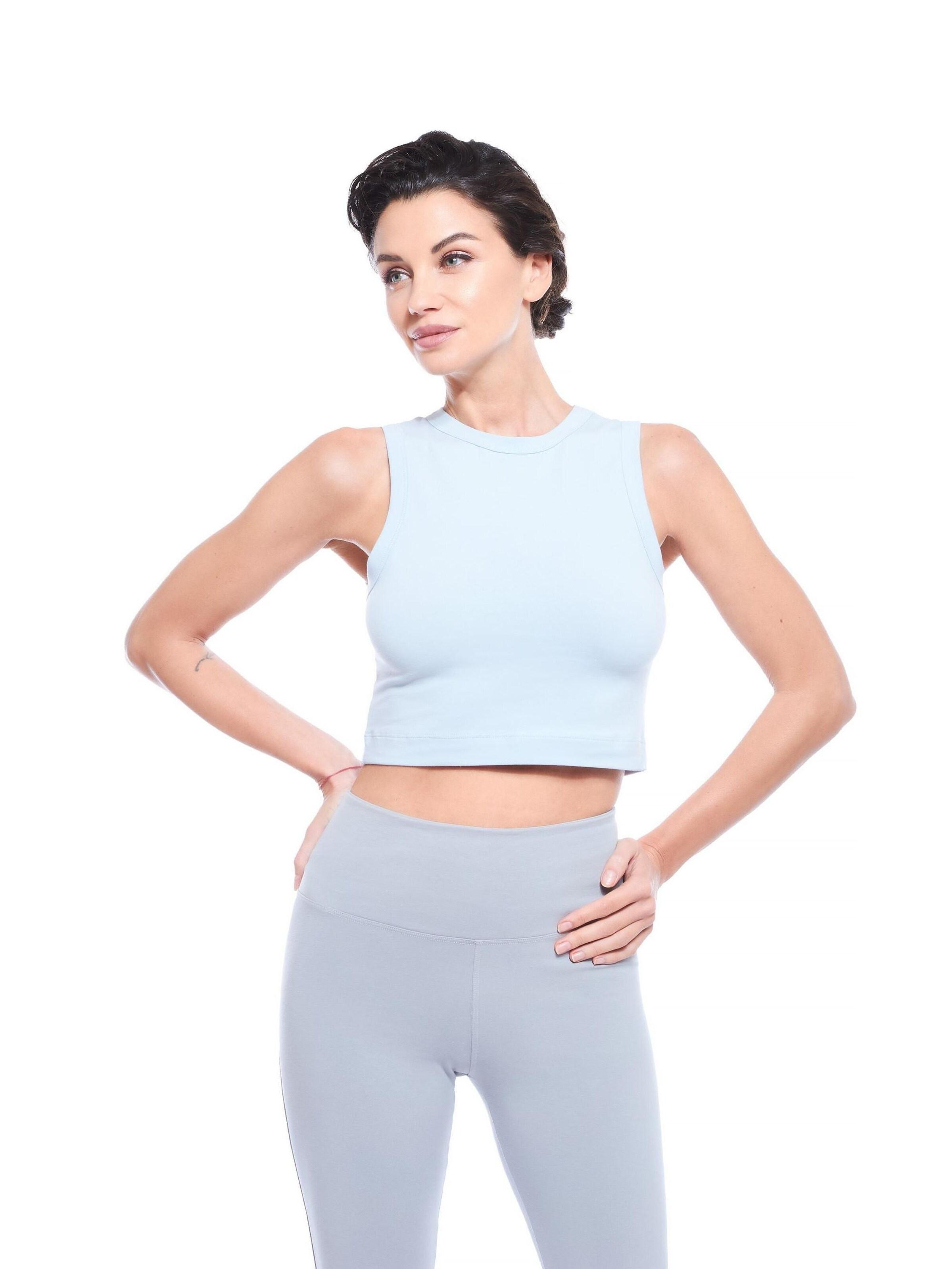 Evoni Slimfit Leggings 'aus Baumwolle mit hohem Bund'‌‌‌ in Grau