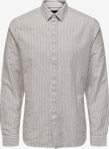 Only & Sons Button Up Shirt 'CAIDEN' in Brown: front