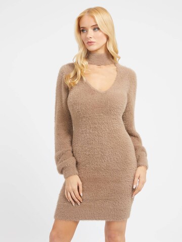 GUESS Knitted dress in Brown: front
