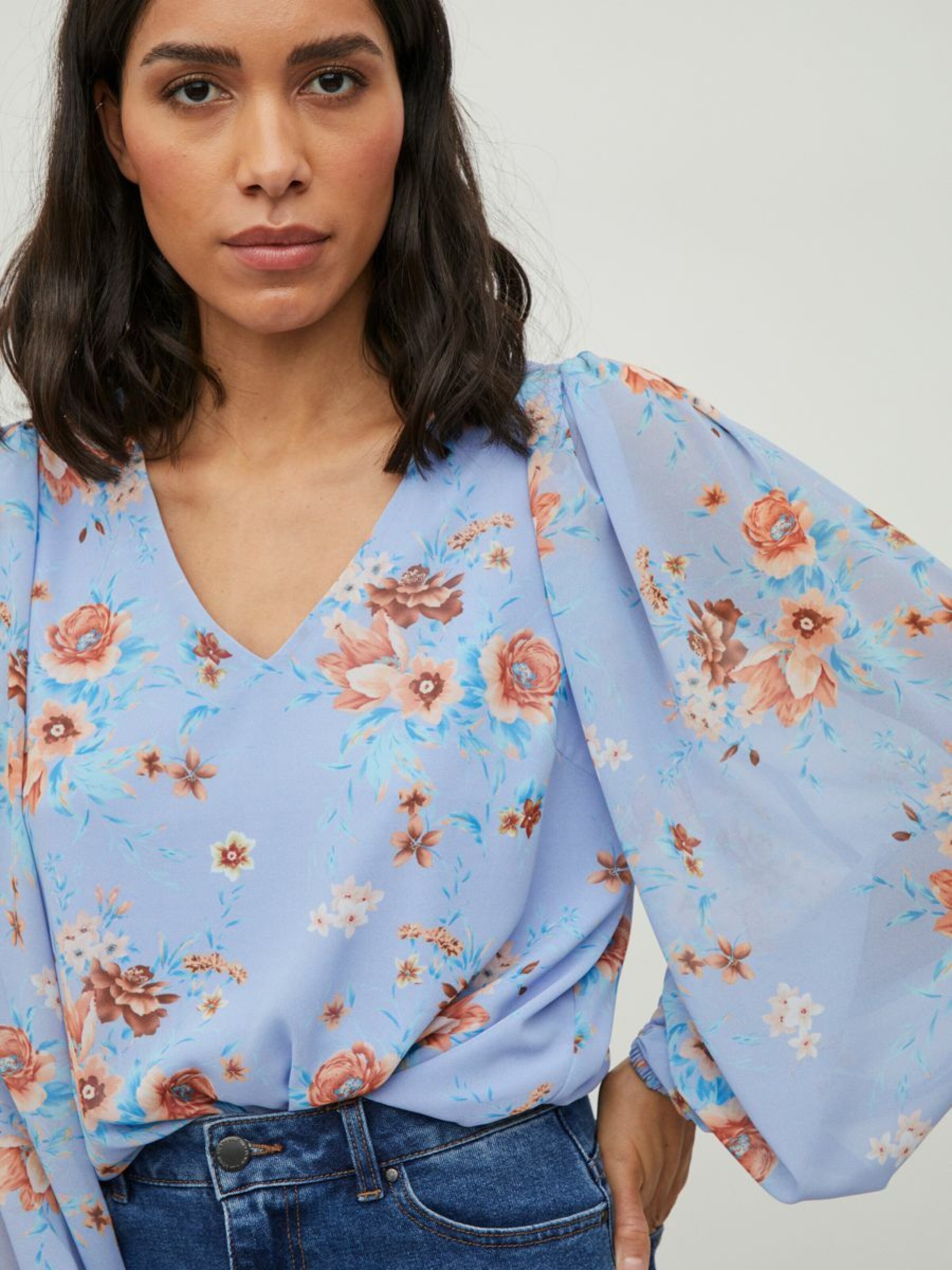 Frauen Große Größen VILA Bluse in Blau - BS81287 Frauen Große Größen VILA Bluse in Blau - BS81287