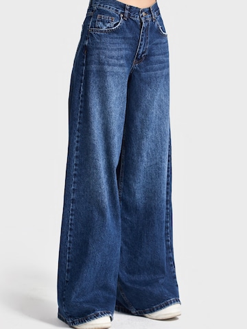 Wide Leg Jean 'ELENA Palazzo Mid Rise' IT'S BASIC en bleu