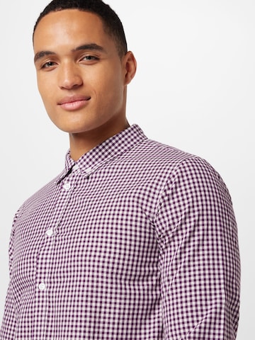 ABOUT YOU Regular fit Button Up Shirt 'Caspar' in Purple