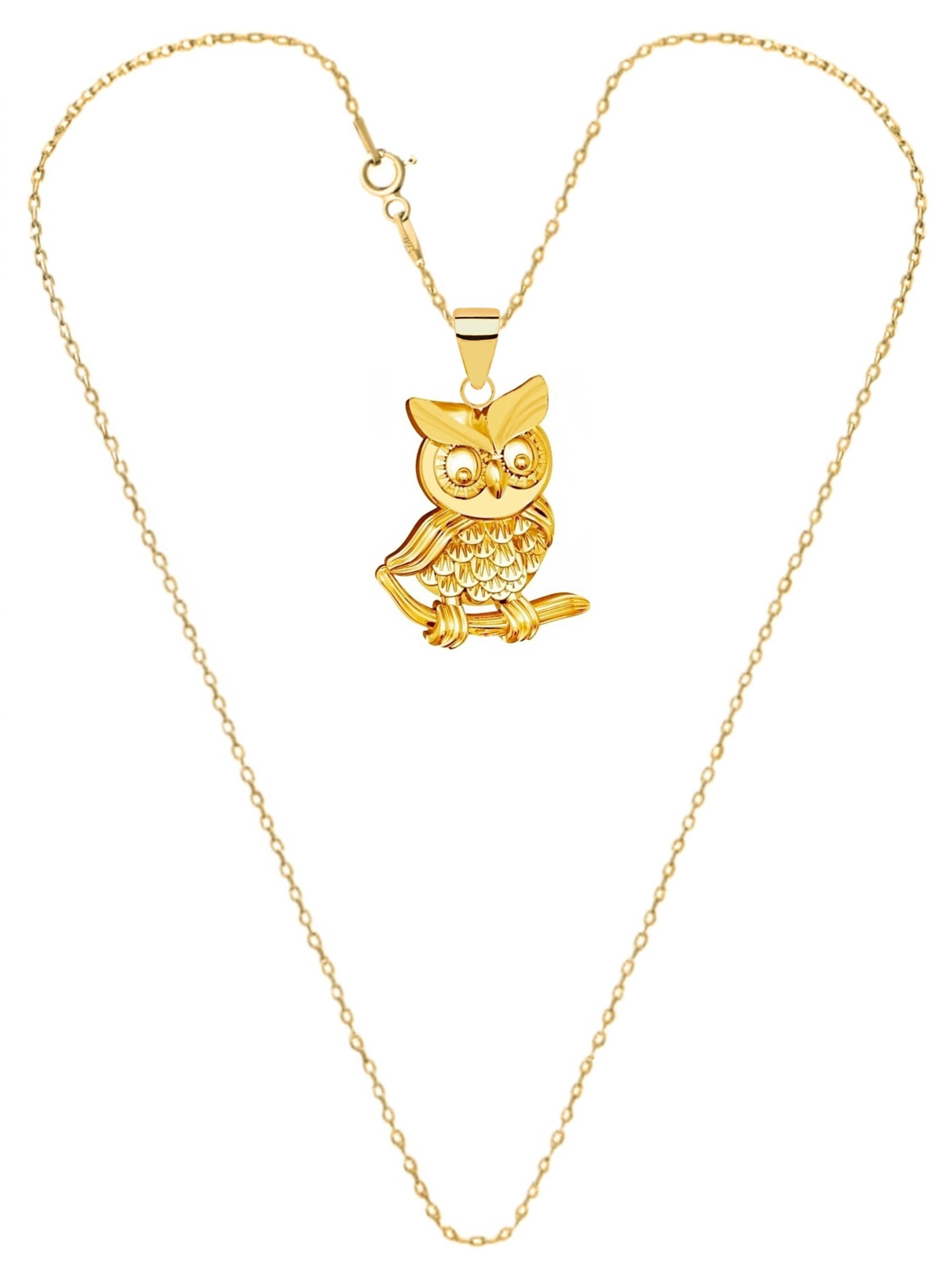 Goldene Hufeisen Necklace 'Eule Vogel' in Gold: front