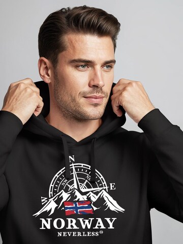 Neverless Sweatshirt 'Norway Kompass' in Black