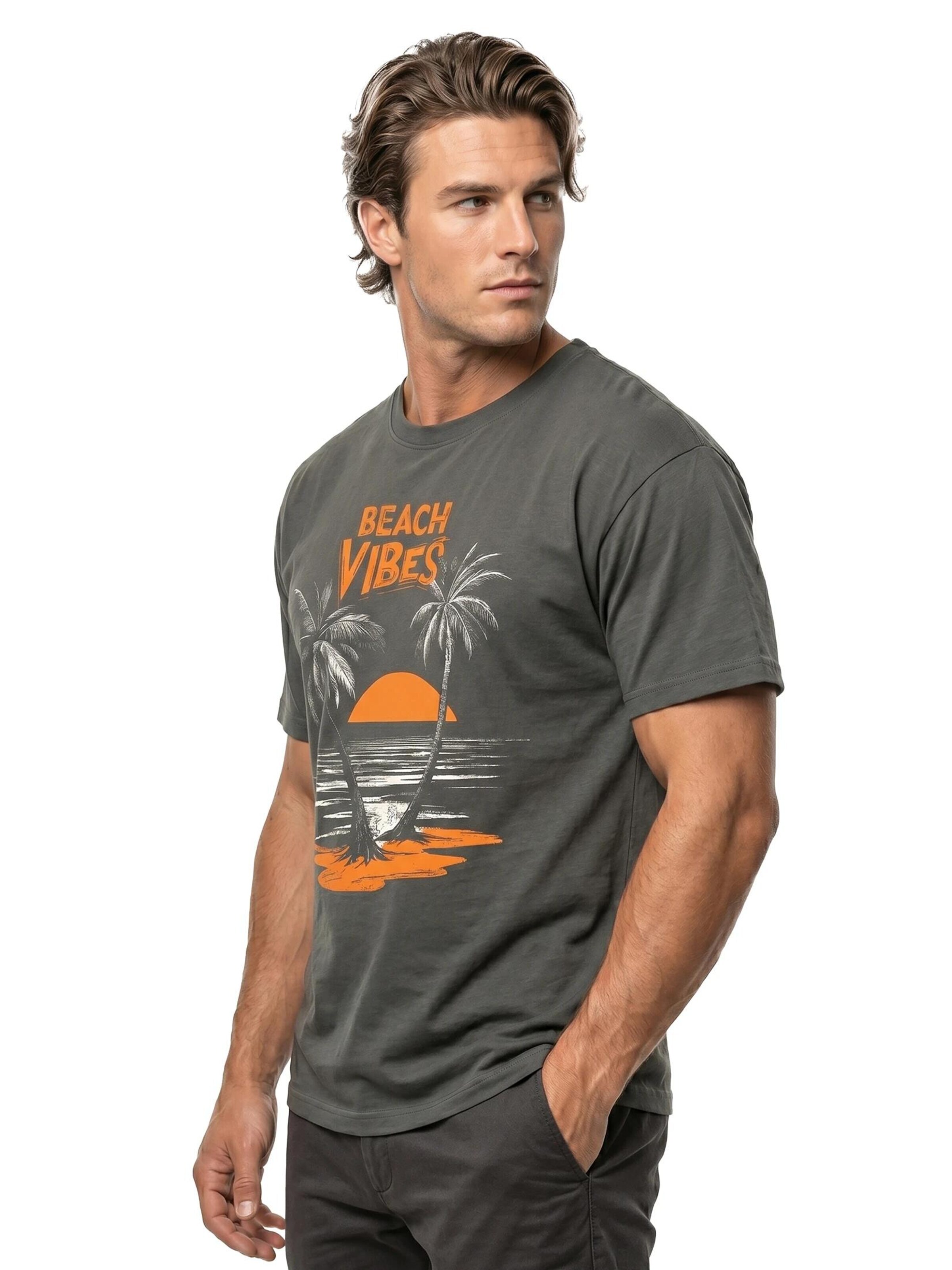 MAKAYA Shirt 'Beach Vibes' in Grey