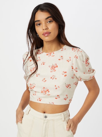 Bardot Blouse in Beige: voorkant