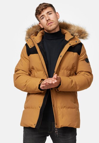 INDICODE JEANS Winterparka 'Hexyl' in Bruin: voorkant