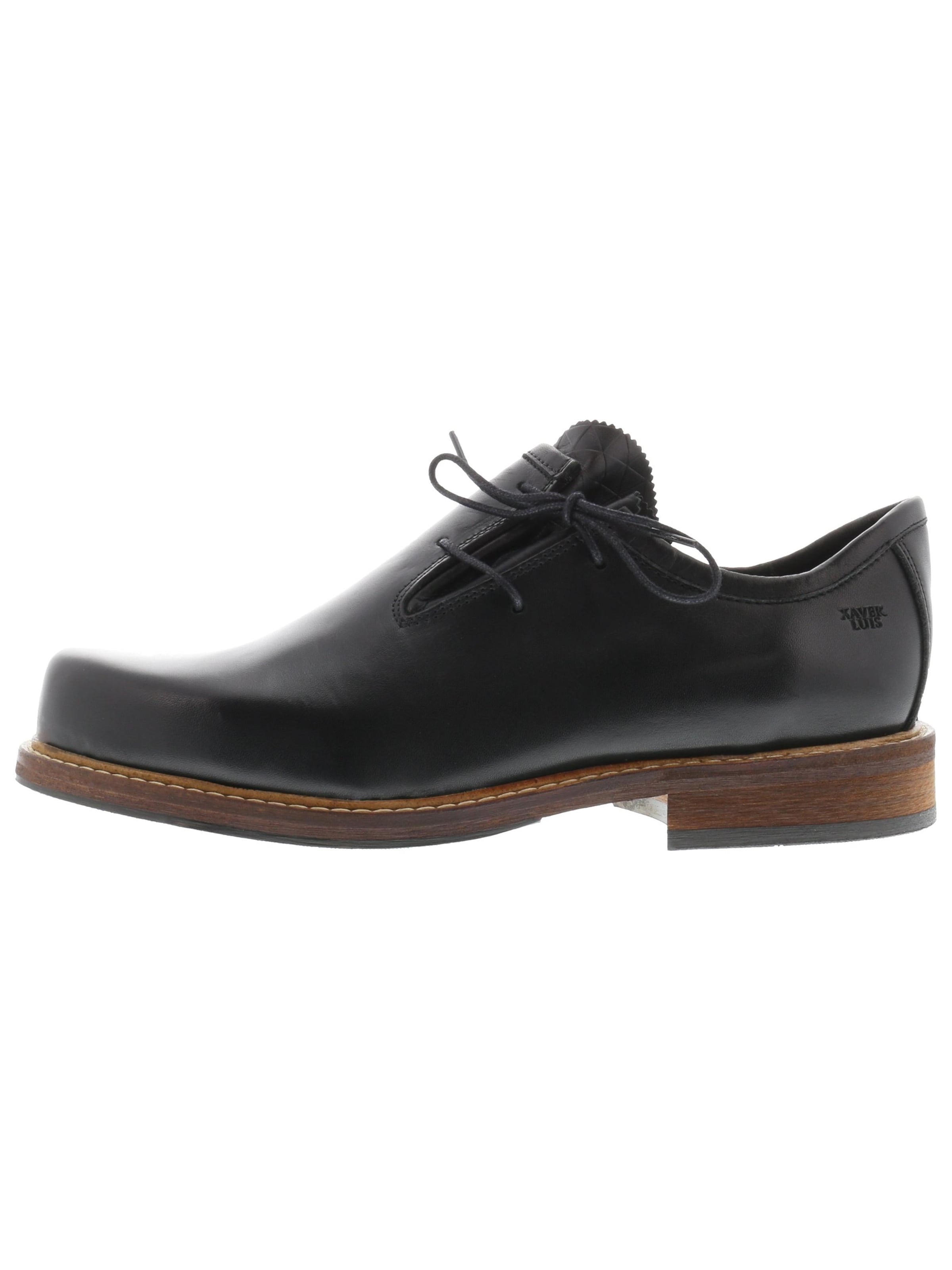 XAVER LUIS Schuhmanufaktur Traditional Shoes 'LOIS - Haferlschuhe mit feiner Gummisohle' in Black: front