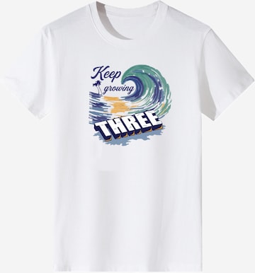 T-shirt 'Women Vintage Gradient Wave Keep growing THREE Letter Print T-Shirt' LapaPlus en blanc : devant