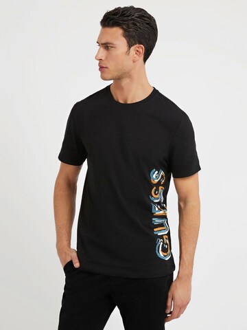 GUESS - Camiseta en negro: frente