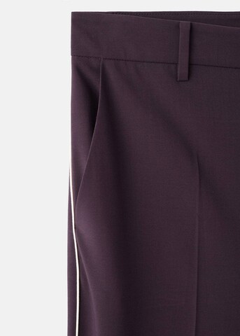 MANGO Wide leg Pleat-Front Pants 'Piping' in Purple
