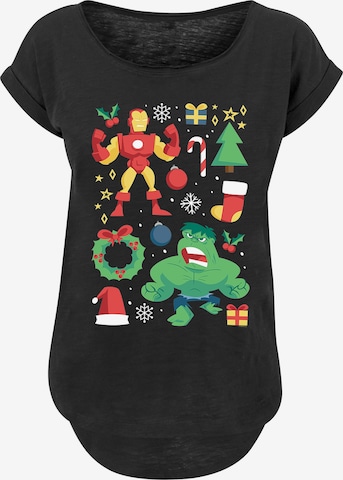 F4NT4STIC Shirt 'Marvel Universe Iron Man And Hulk Christmas Day' in Black: front