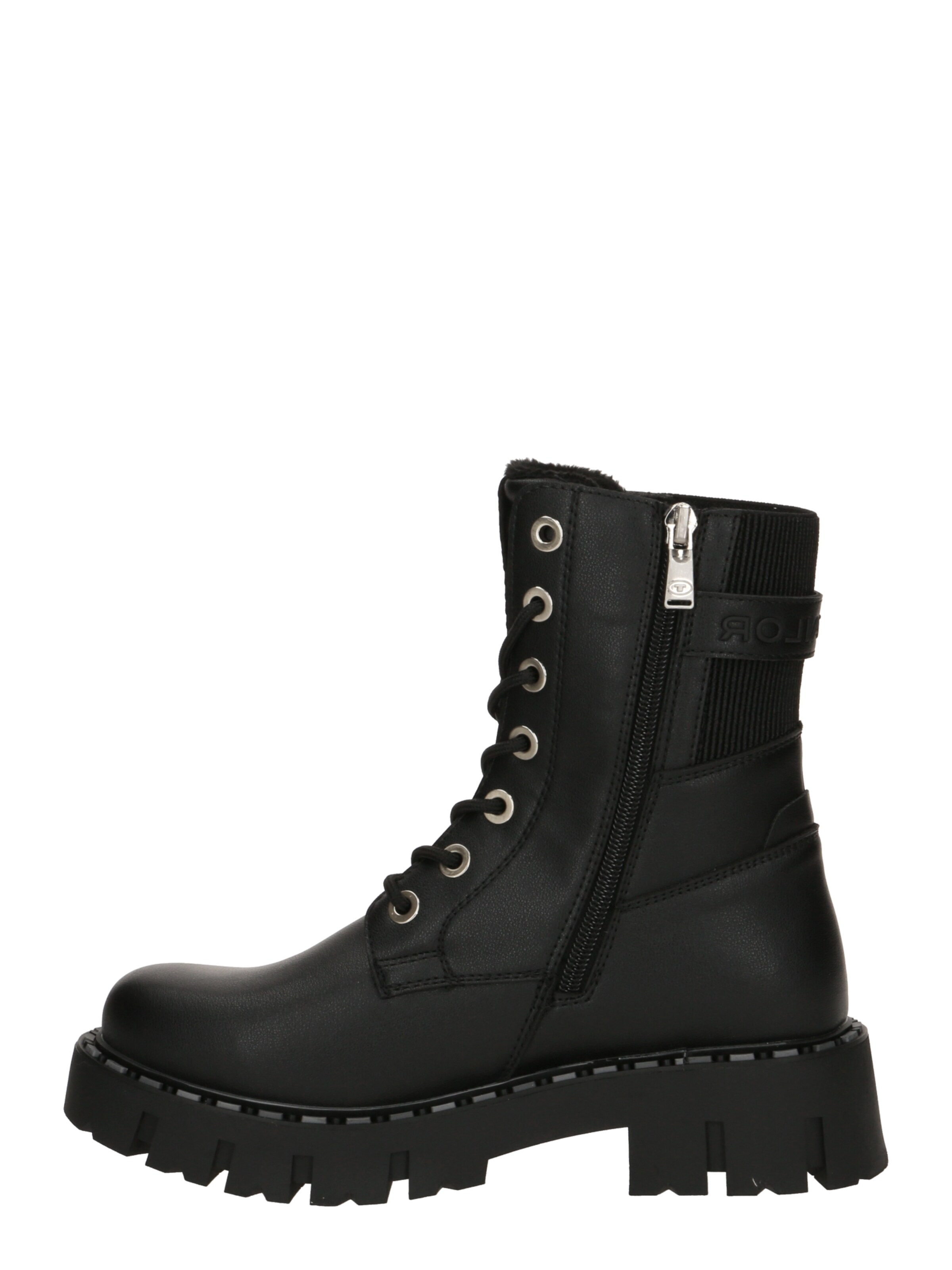 TOM TAILOR Μποτάκι με κορδόνια σε μαύρο