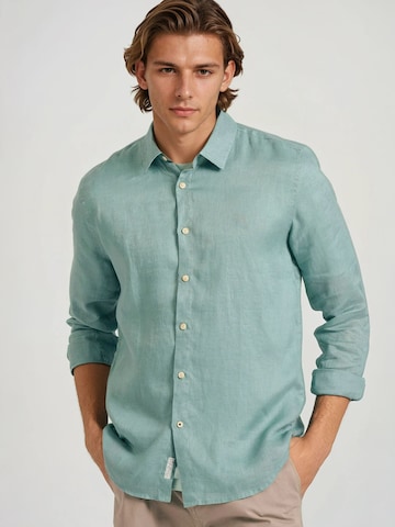 Funky Buddha Regular fit Overhemd in Groen: voorkant