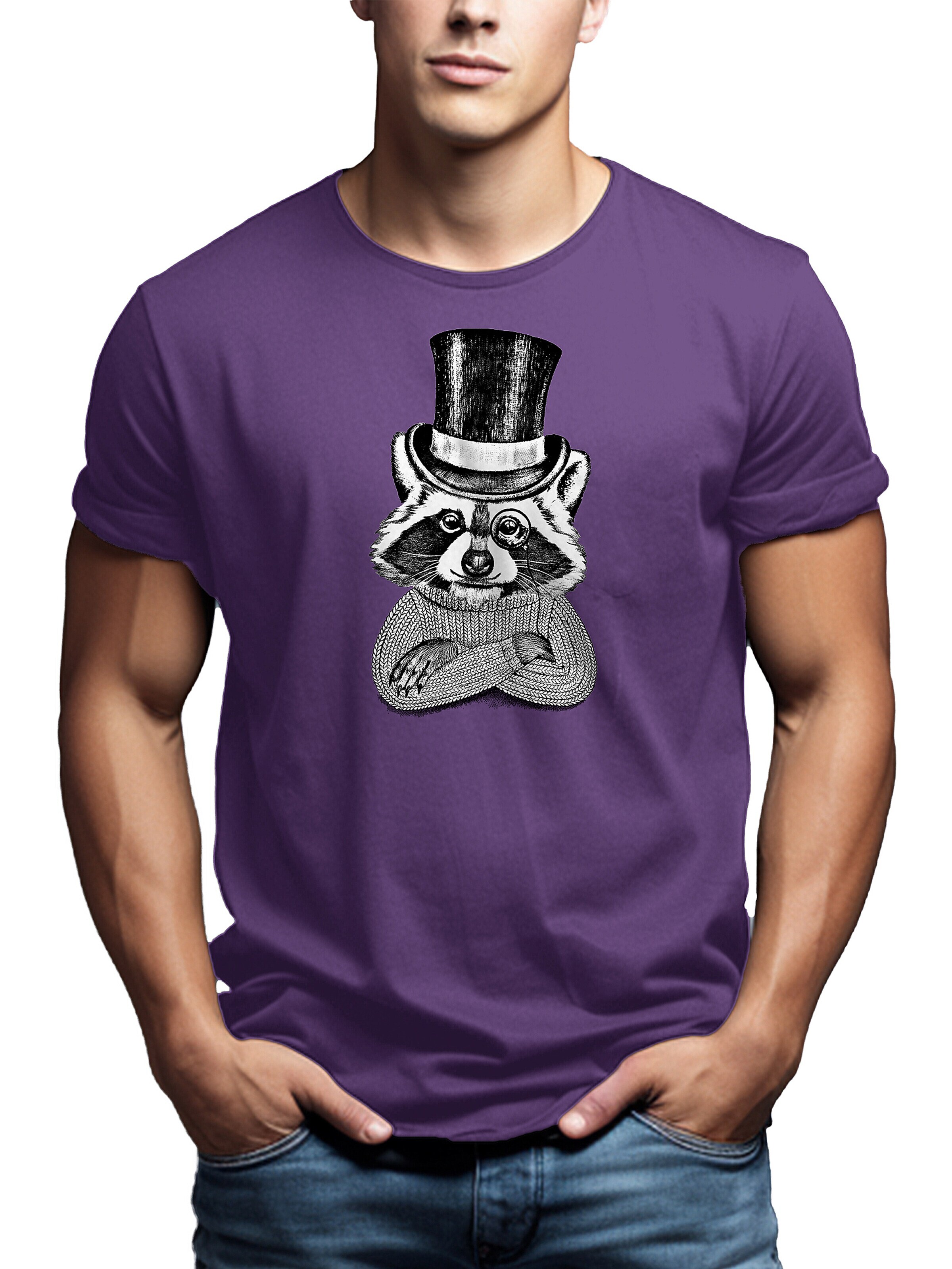 MAKAYA Shirt 'Waschbär Hut' in Purple