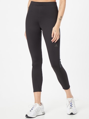 Skinny Pantalon de sport 'Run Icons 3-Stripes' ADIDAS SPORTSWEAR en noir : devant