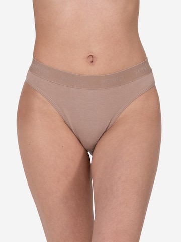 String ' Damen Tanga mit elastischem Logobund ' di Yenita in beige: frontale