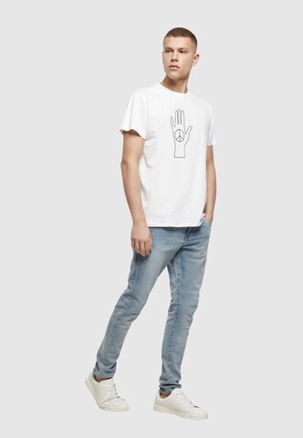 Maglietta 'Peace - Scribble Hand' di Merchcode in bianco