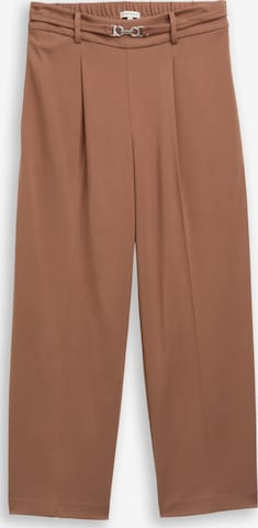 TOM TAILOR Pleat-front trousers in Brown: front