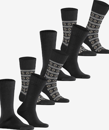 ESPRIT Socks 'Scandi Norwegian 4-Pack' in Black: front