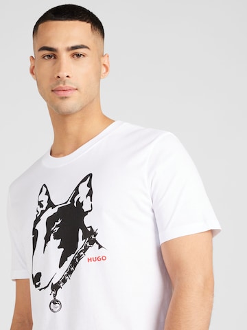 HUGO T-shirt 'Dammock' i vit