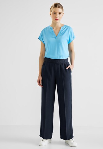 Wide Leg Pantalon à plis STREET ONE en bleu