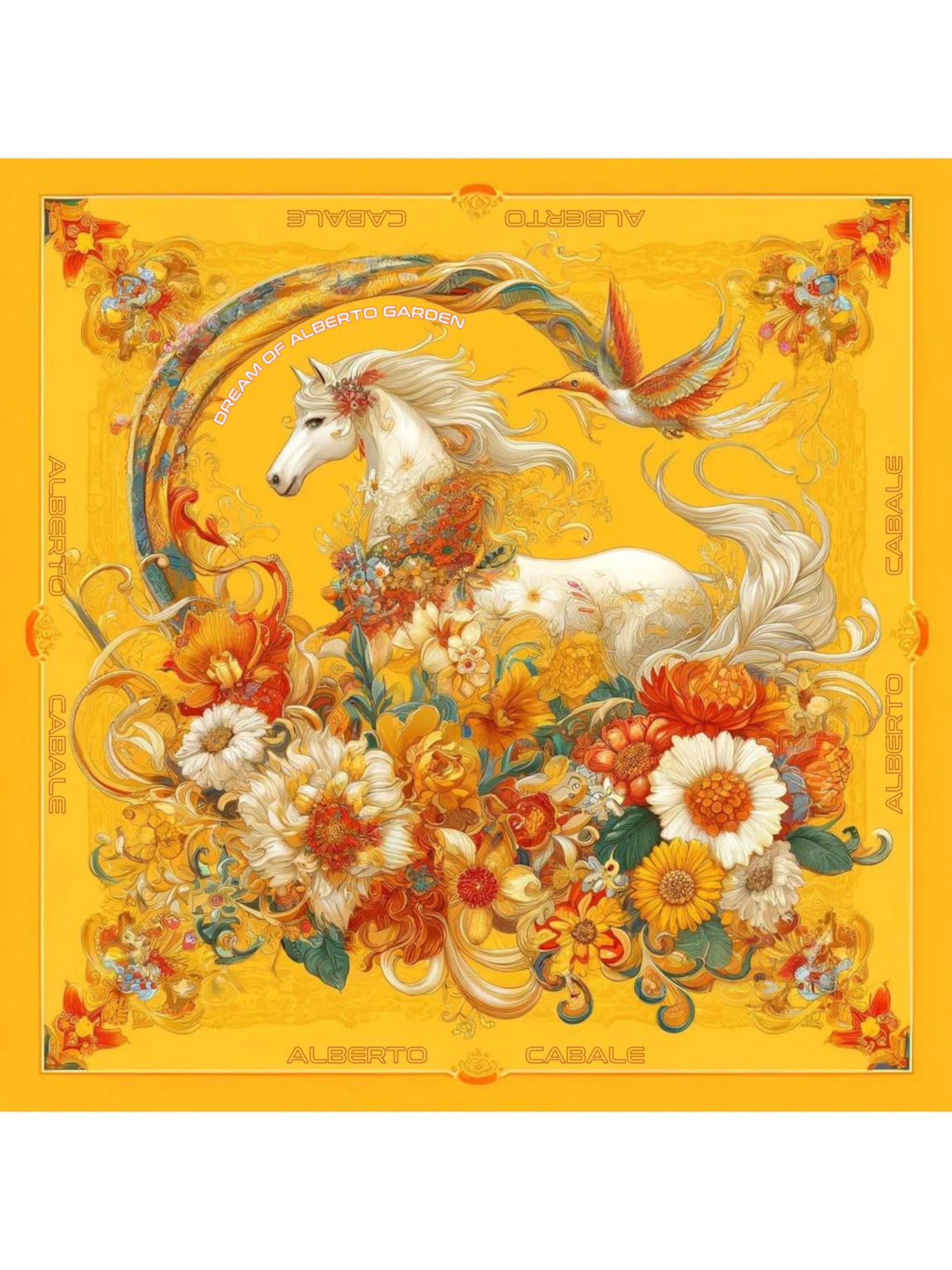 alberto cabale Scarf 'Dream Garden Cléo' in Yellow: front