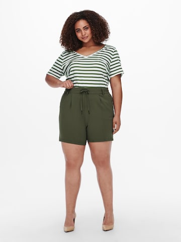 ONLY Carmakoma Regular Pleat-Front Pants 'Goldtrash Easy' in Green