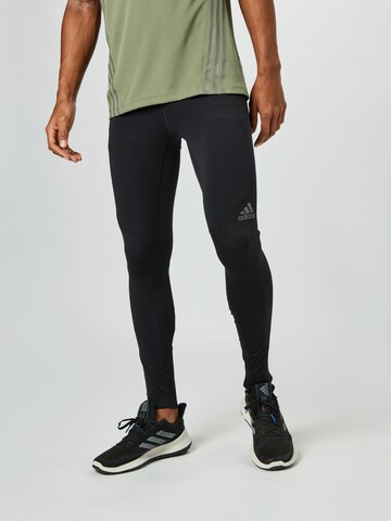 ADIDAS SPORTSWEAR Skinny Workout Pants 'Saturday' in Black: front