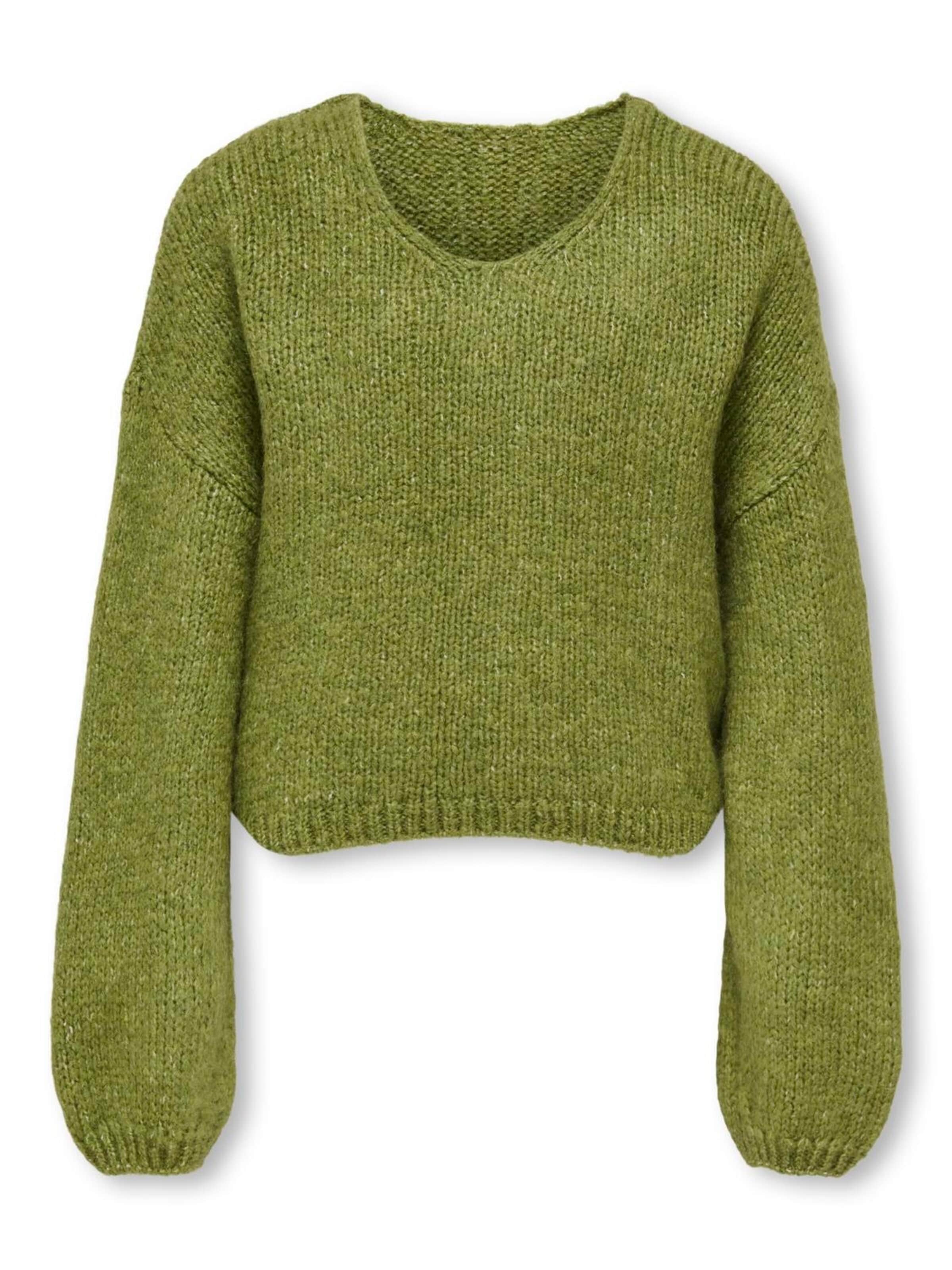 KIDS ONLY GIRL Pullover 'Strickpullover V-Ausschnitt Kogdinea'‌‌‌‌‌‌ in Grün: Vorderseite