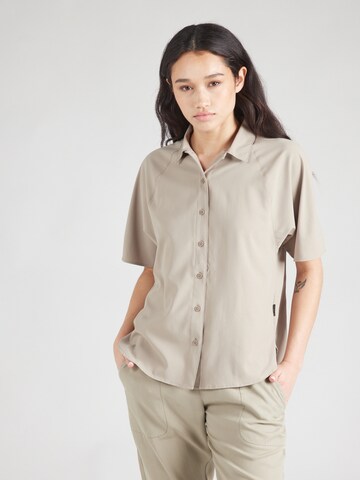 JACK WOLFSKIN Athletic button up shirt 'Sierra Quest' in Grey: front