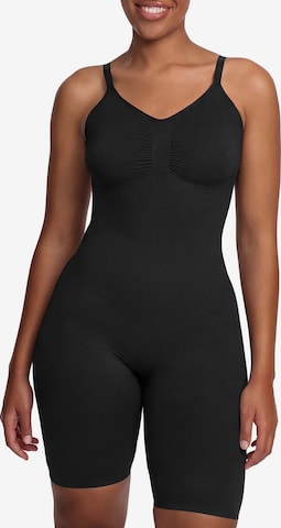 cfab (formerly creamy fabrics) Shapingbody 'Bodysuit Sculpting Shapewear mit Shorts' in Zwart: voorkant