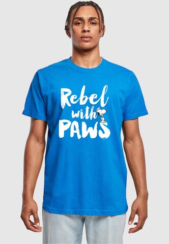 T-Shirt 'Peanuts - Rebel with paws' Merchcode en bleu : devant