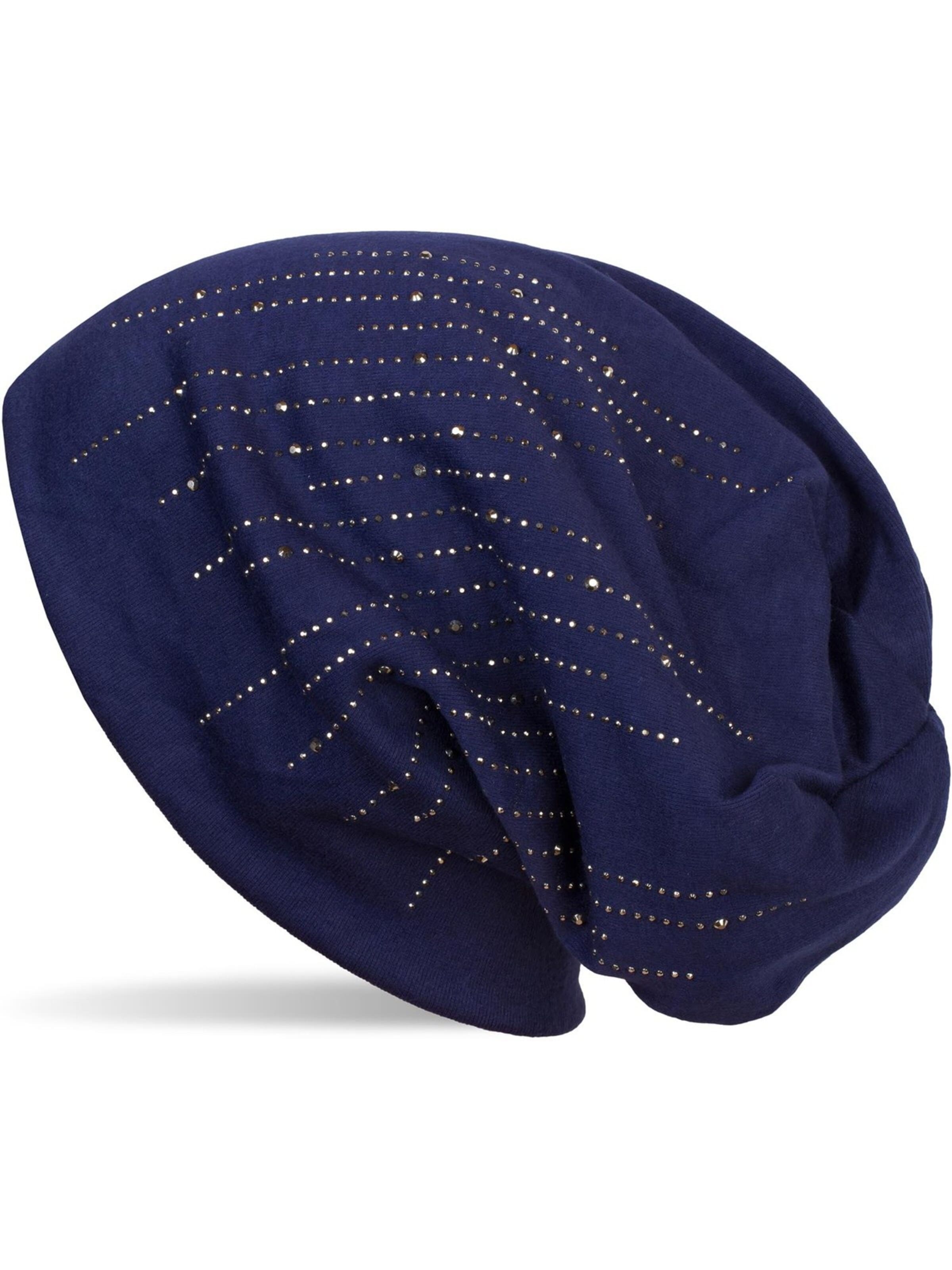 styleBREAKER Mütze 'Beanie mit Strass Streifen'‌‌‌ in Blau: Vorderseite