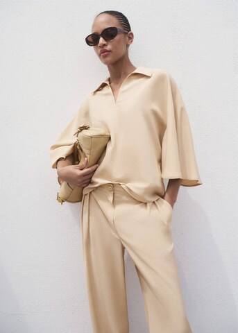 MANGO Wide Leg Bundfaltenhose 'Momo-a' in Beige