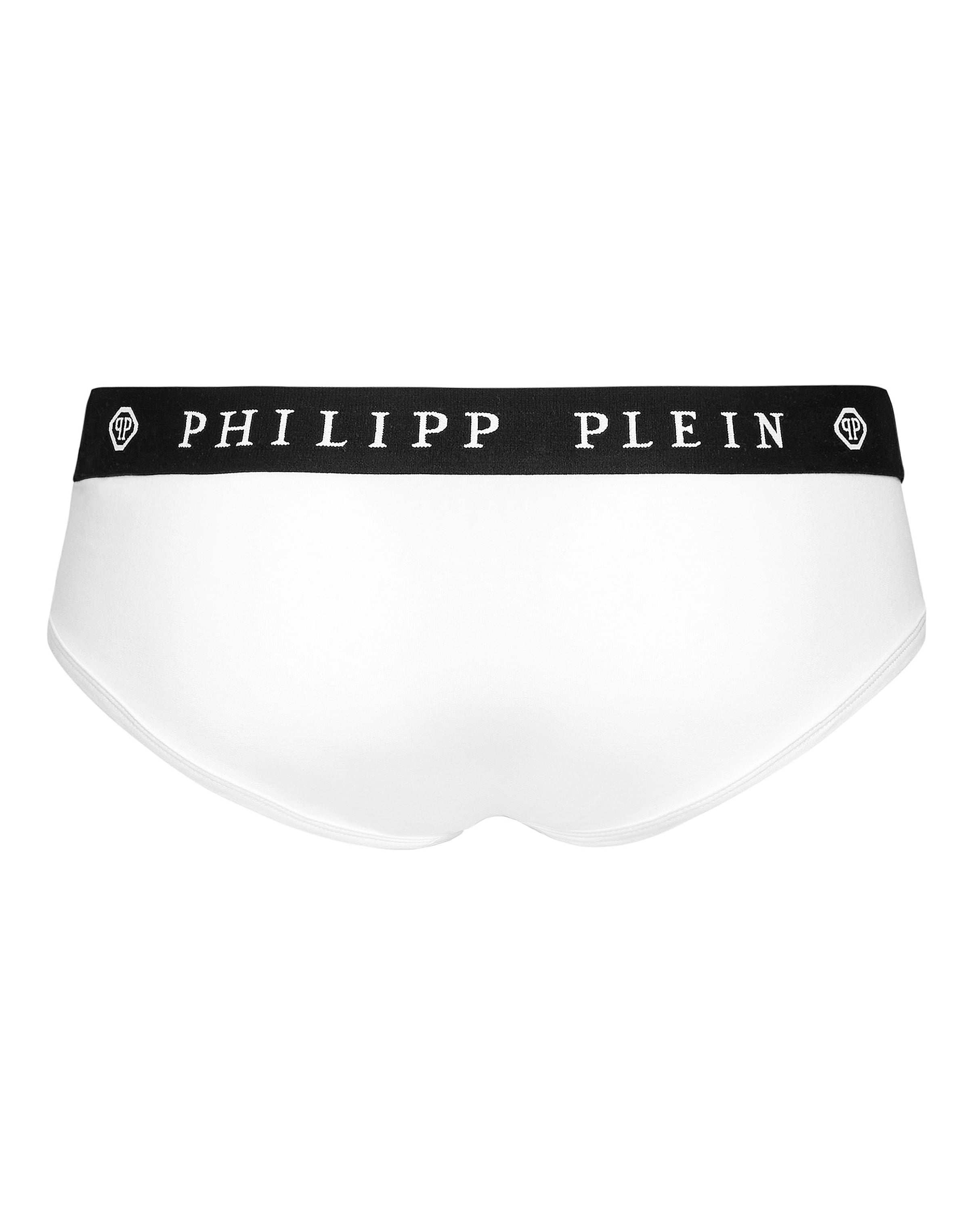 Philipp Plein - Cueca 'Skull' em branco