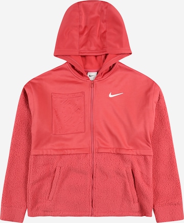 NIKE - Sudadera con cremallera deportiva en rosa: frente