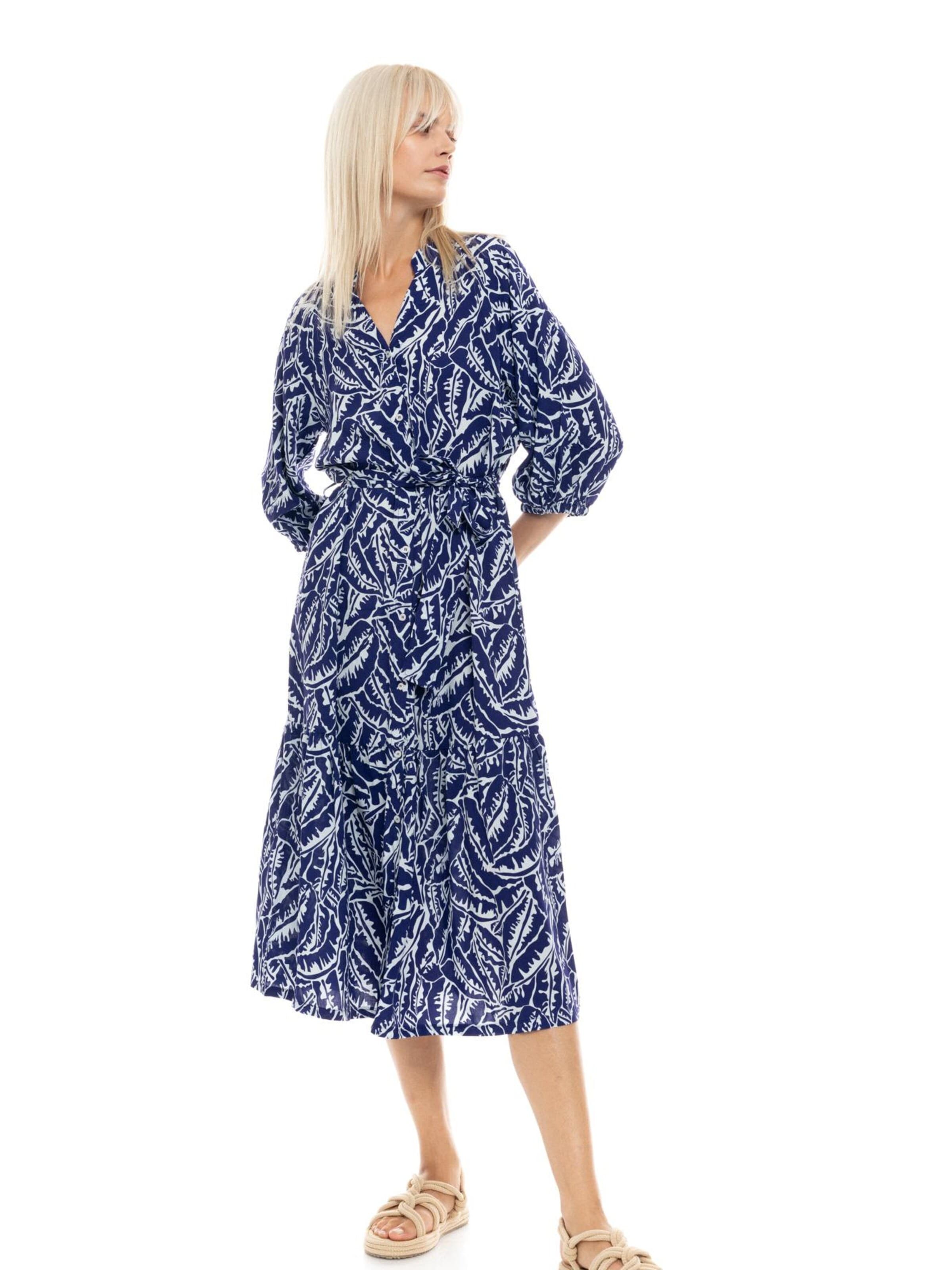 Robe d’été 'BEACHWEAR LONG BLUE PALM' Pink Label en bleu