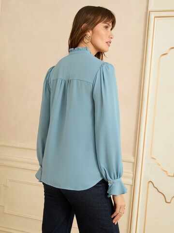 Chemisier love & roses en bleu