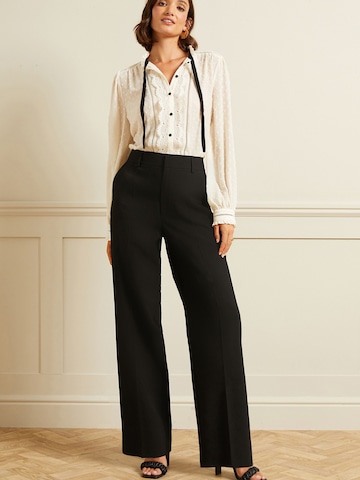 Wide Leg Pantalon à plis love & roses en noir