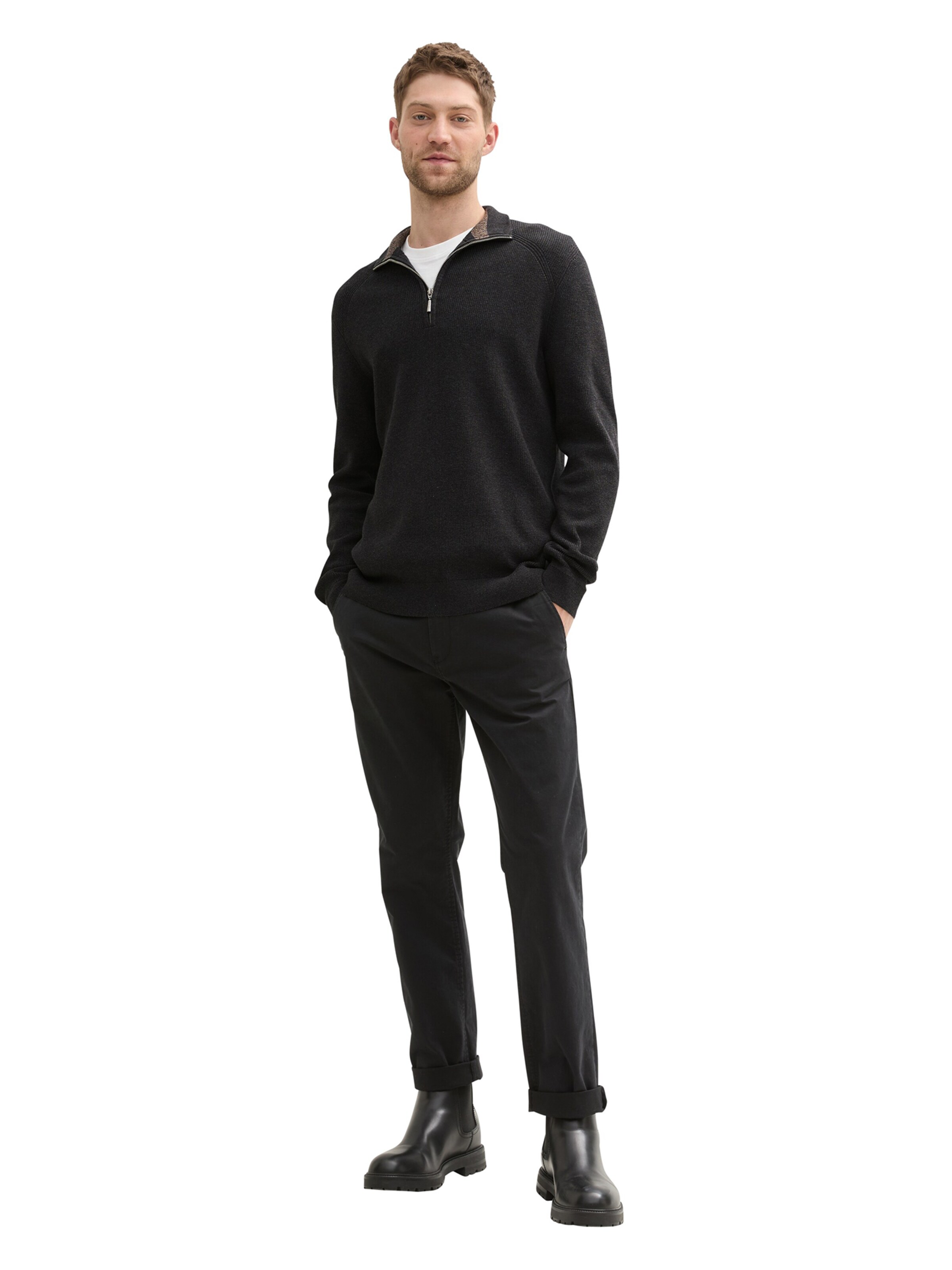TOM TAILOR Sweater 'Troyer' in Black