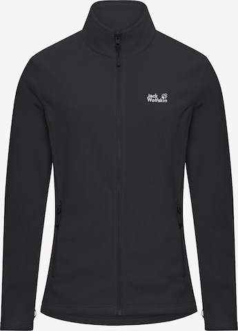 JACK WOLFSKIN Athletic Fleece Jacket in Black: front