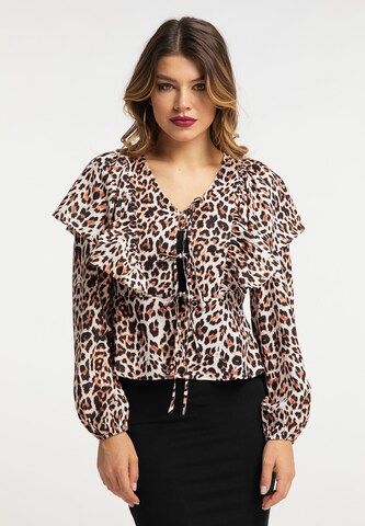 faina Blouse in Bruin: voorkant