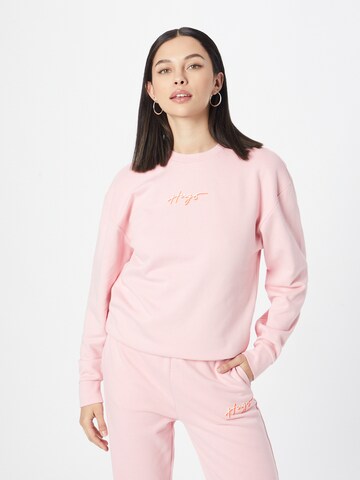 HUGO Μπλούζα φούτερ σε ροζ: μπροστά