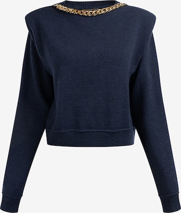 Pullover di faina in blu: frontale