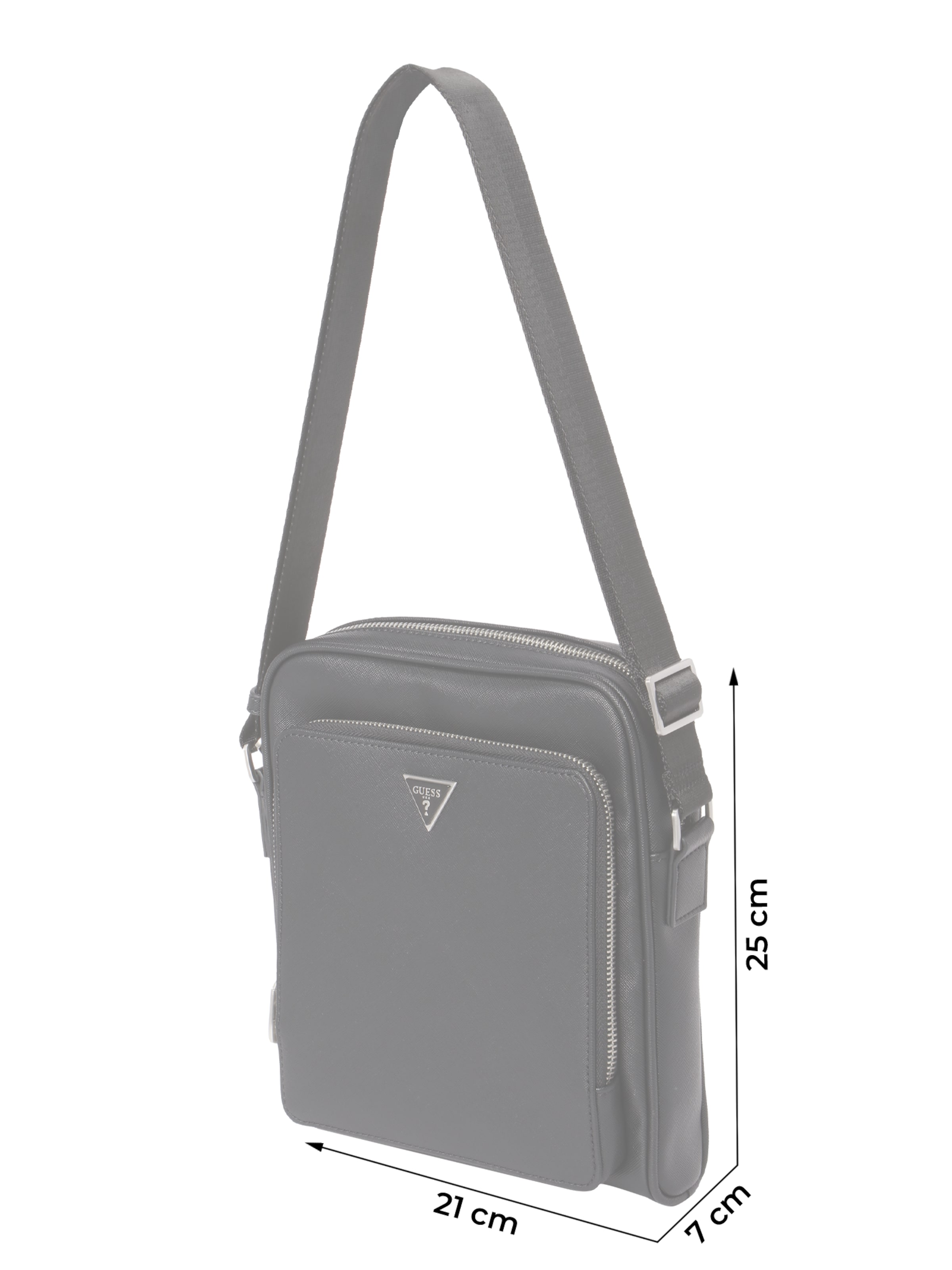 GUESS Axelremsväska 'MILANO TOP ZIP XBDY W FRT PCKT' i svart