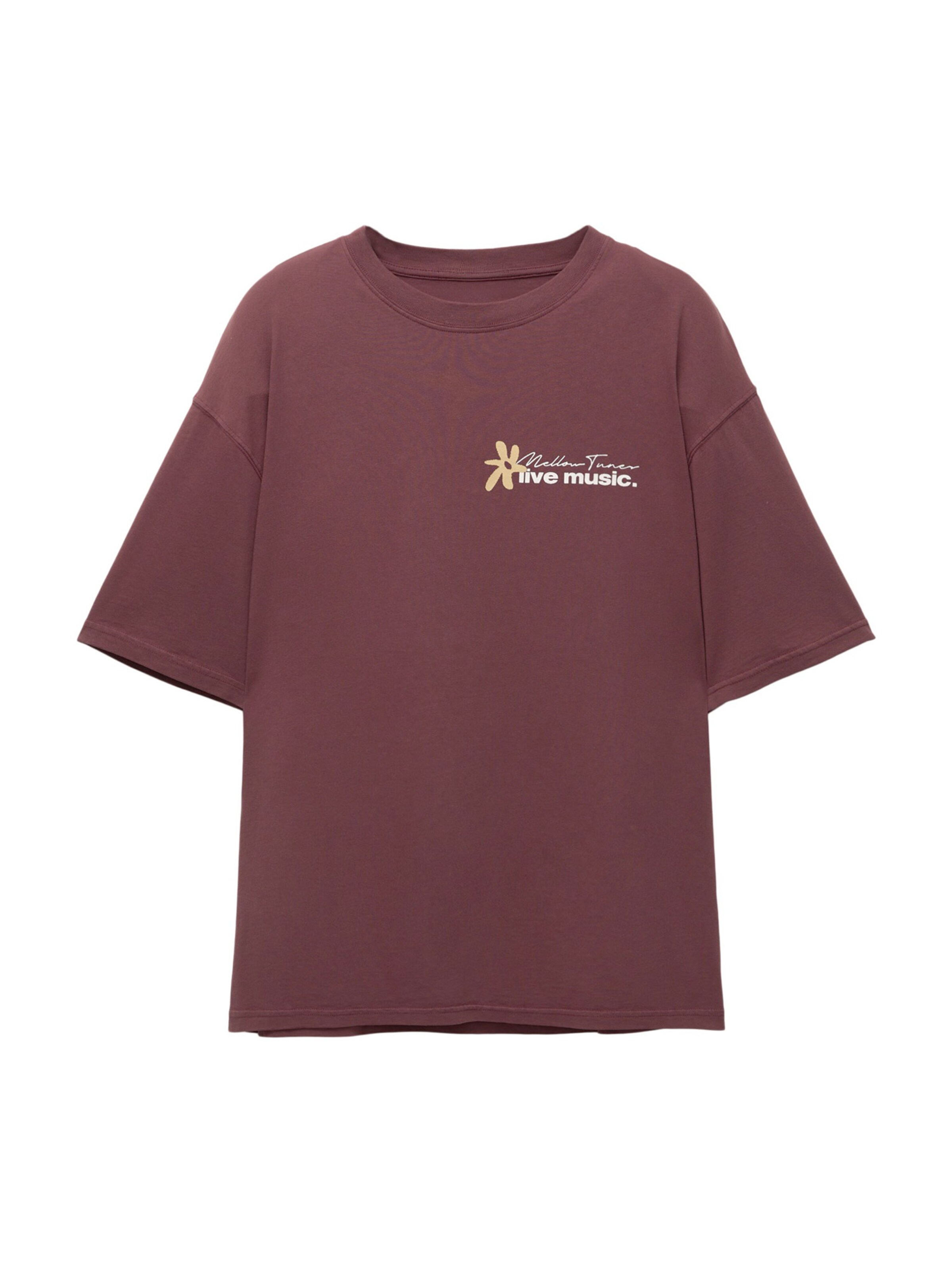 Pull&Bear Shirt in Chestnut brown / Light yellow / White, Item view