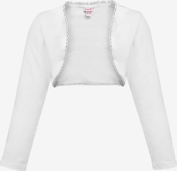 La V Bodywarmer 'Bolero met kant kraag' in Wit: voorkant