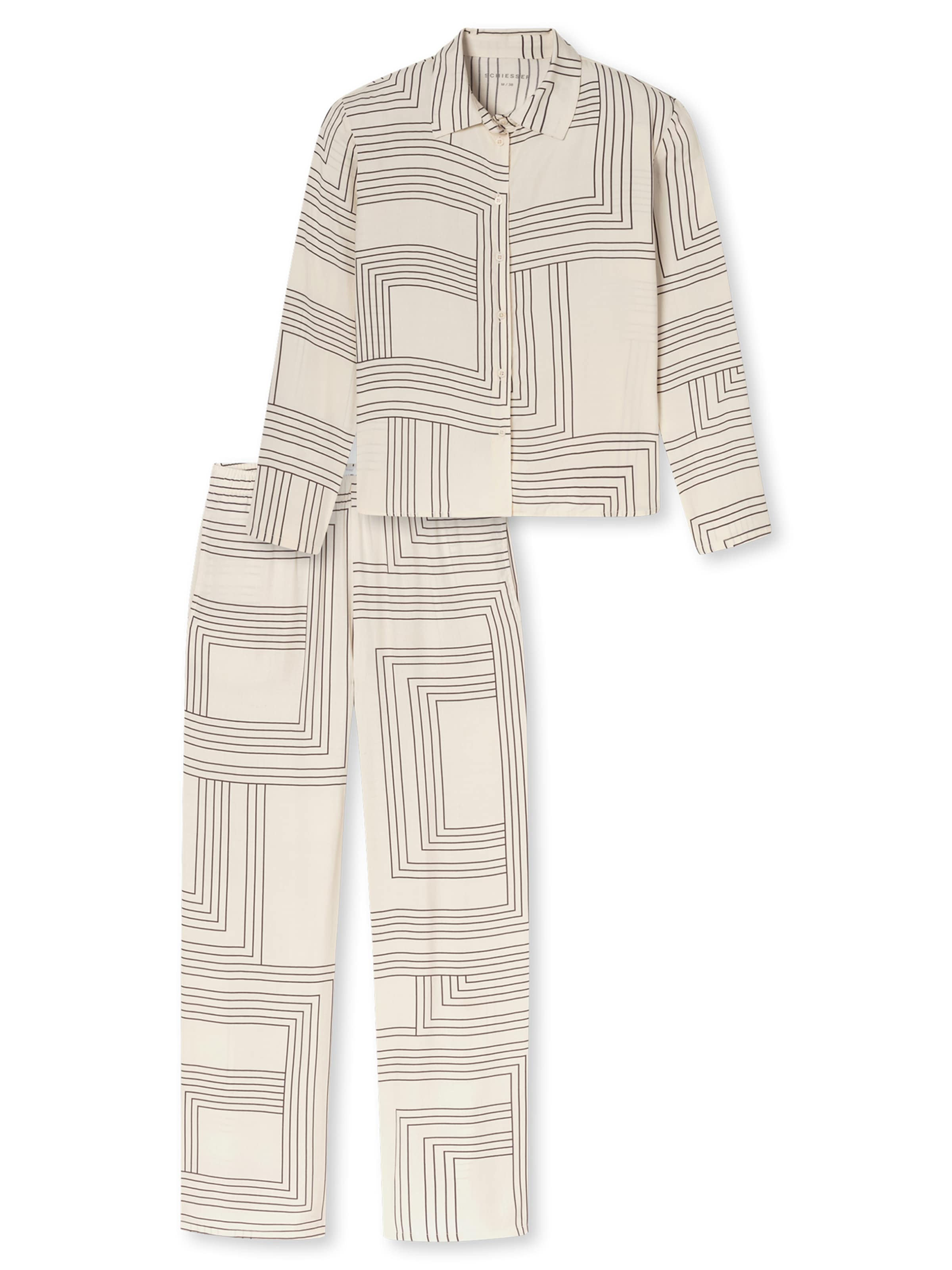 SCHIESSER Pyjama ' Selected Premium Warming ' in S in de kleur Beige / Offwhite, Productweergave