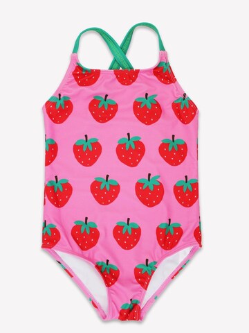 Toby Tiger Swimsuit 'Erdbeer-Druck' in Pink: front